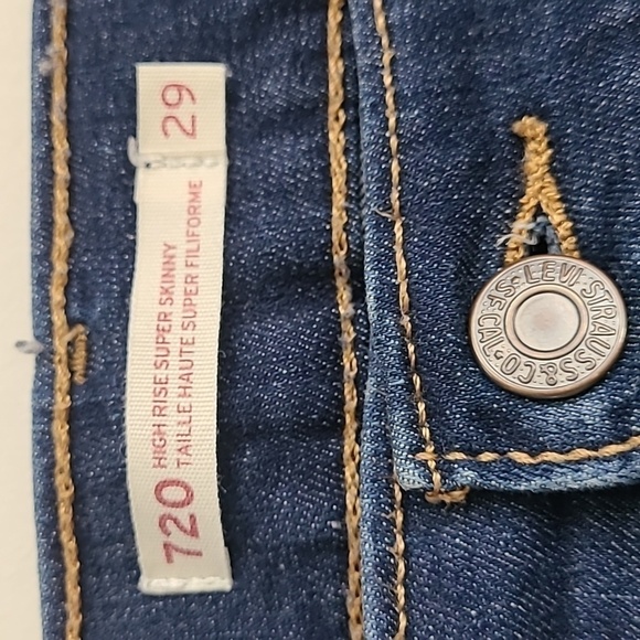 LEVI'S Womens 720 High Rise Super Skinny Jeans Indigo Daze 29W X 30L - Picture 7 of 12